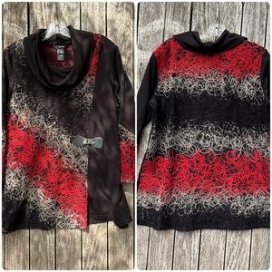 Ali Miles Black Red Grey String Shirt Top Women’s Medium